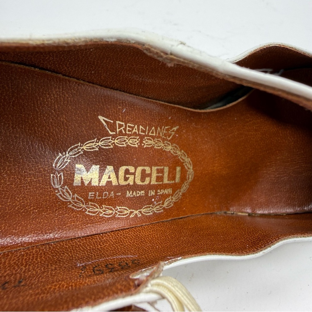 Vintage Magceli T-strap Spectator Heels White and Brown Leather 7.5 N - Picture 8 of 11